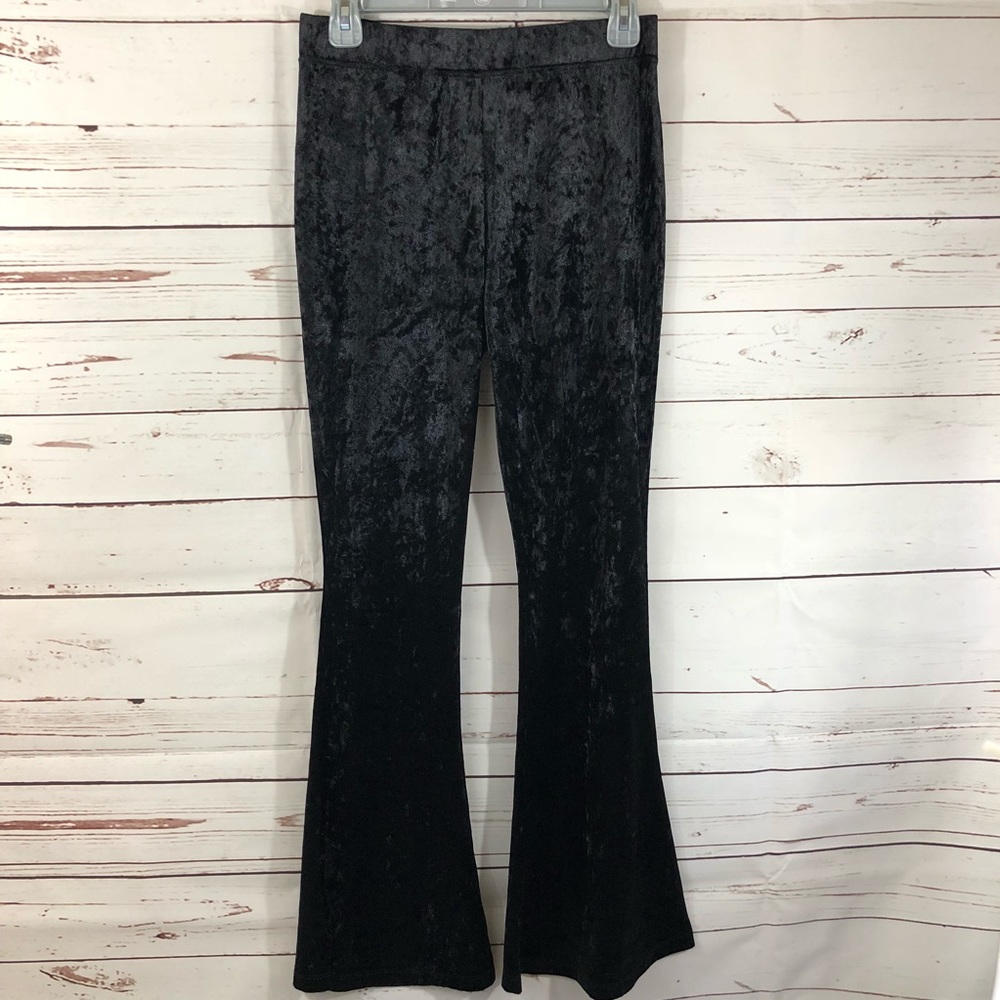 crushed velvet bell bottom flare stretch pant